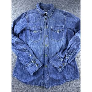 Madewell Jean Shirt Womens Medium Blue Denim Snaps Pockets Western Cowgirl Rodeo